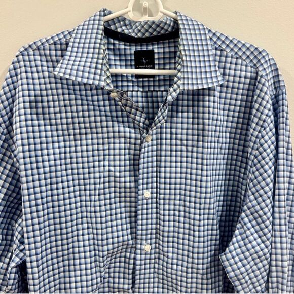 Tailorbyrd Mens 100% Cotton Long Sleeve Button Up Blue Plaid Shirt Size 3XLT - Picture 2 of 7